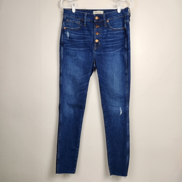 Madewell Denim - Madewell 10" High-Rise Skinny Jeans In Hannah Wash Button Fly Blue Denim Size 28